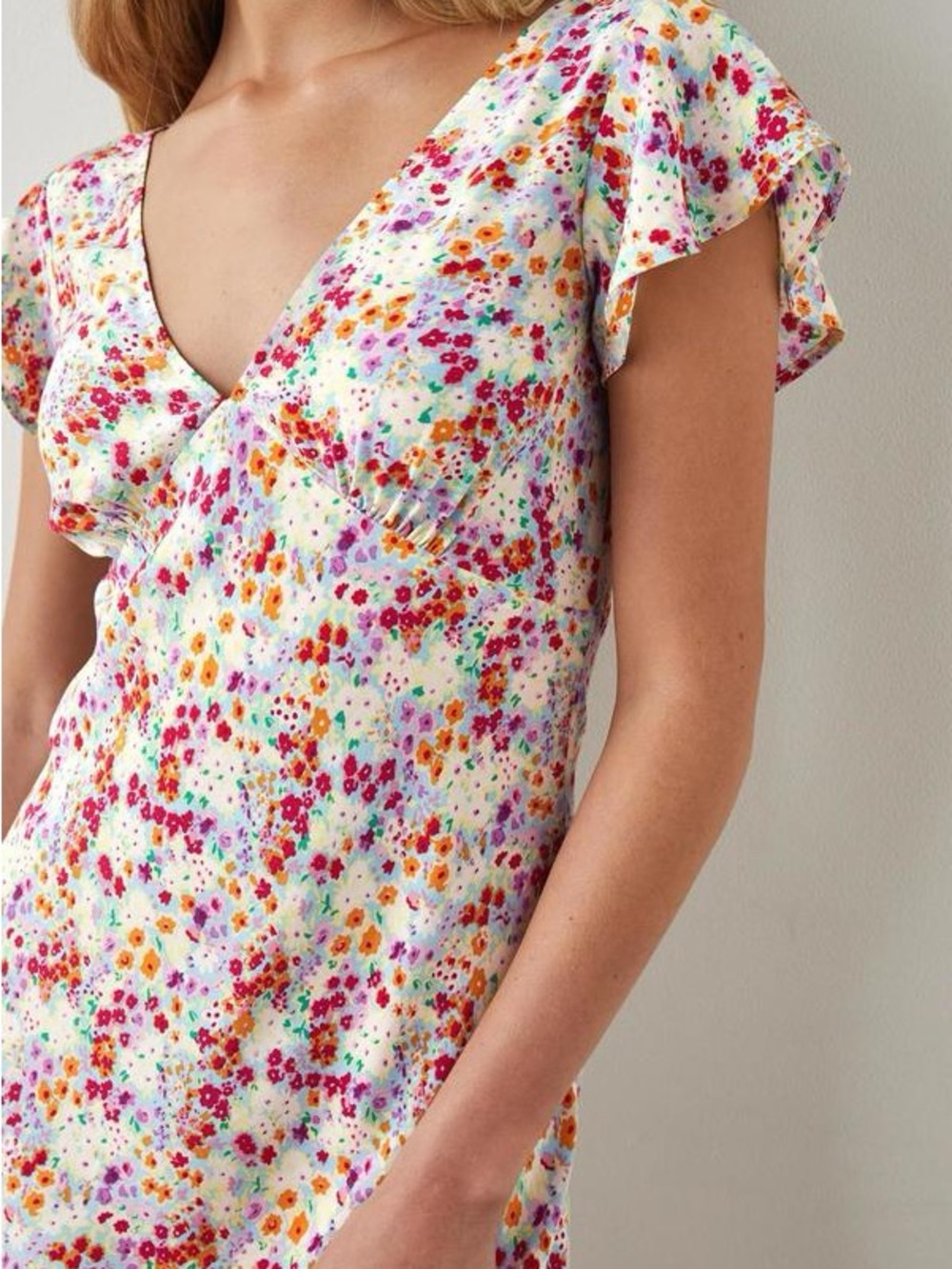 Rails White Multi Floral Mini Dress with V-Neck
